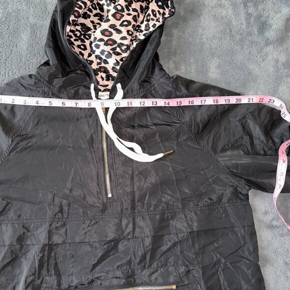 Black Windbreaker Rain jacket Leopard Print Hoodie - Picture 6 of 11